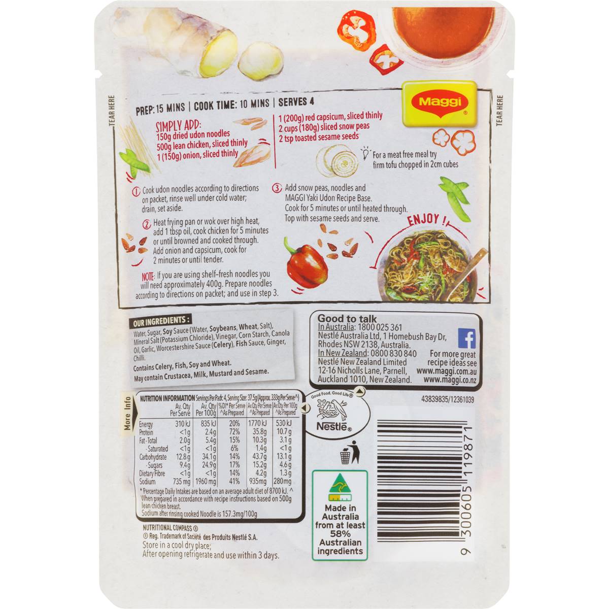 Maggi Marketplace Yaki Udon Noodle 150g Woolworths