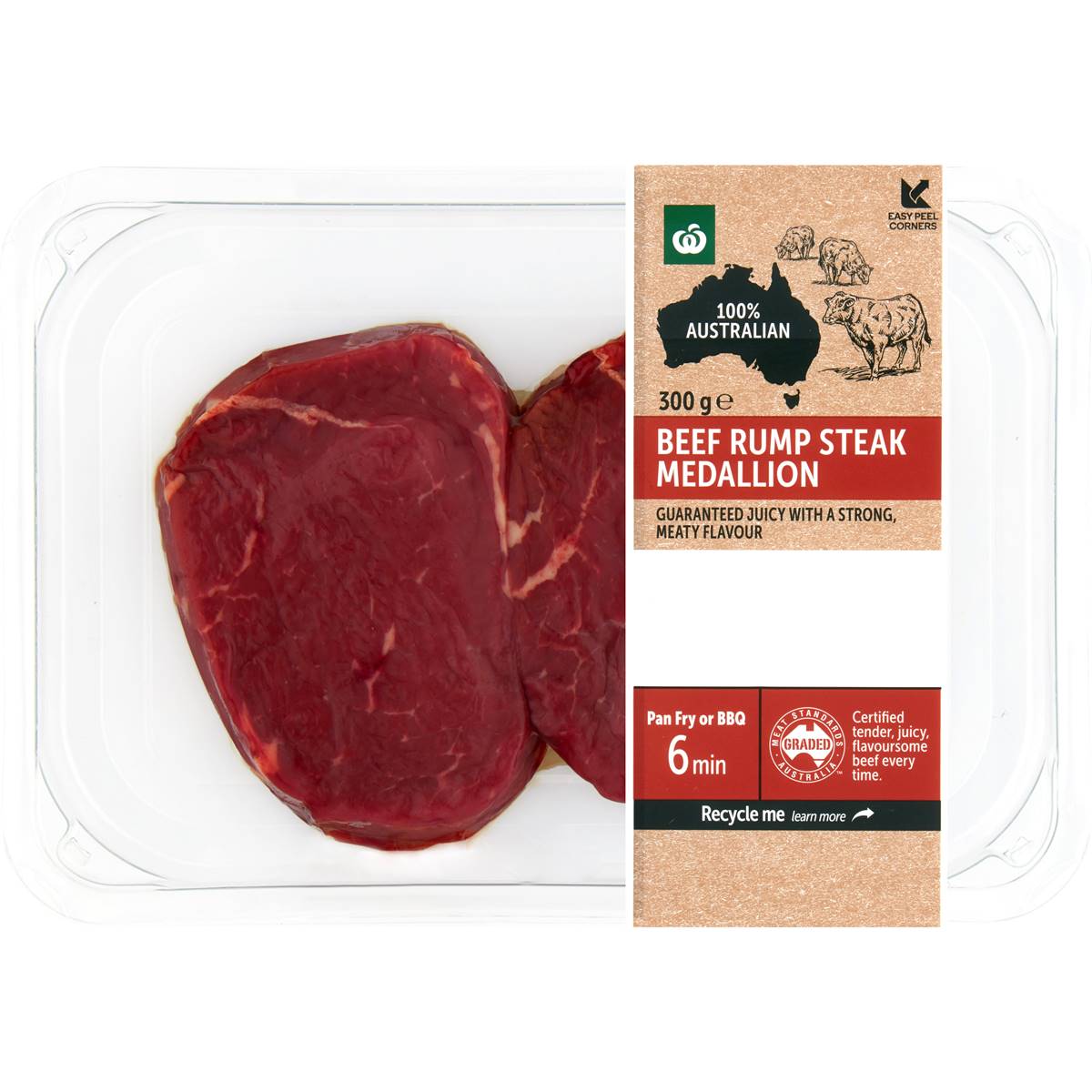 Woolworths Beef Rump Steak Medallion Small 300g Woolworths