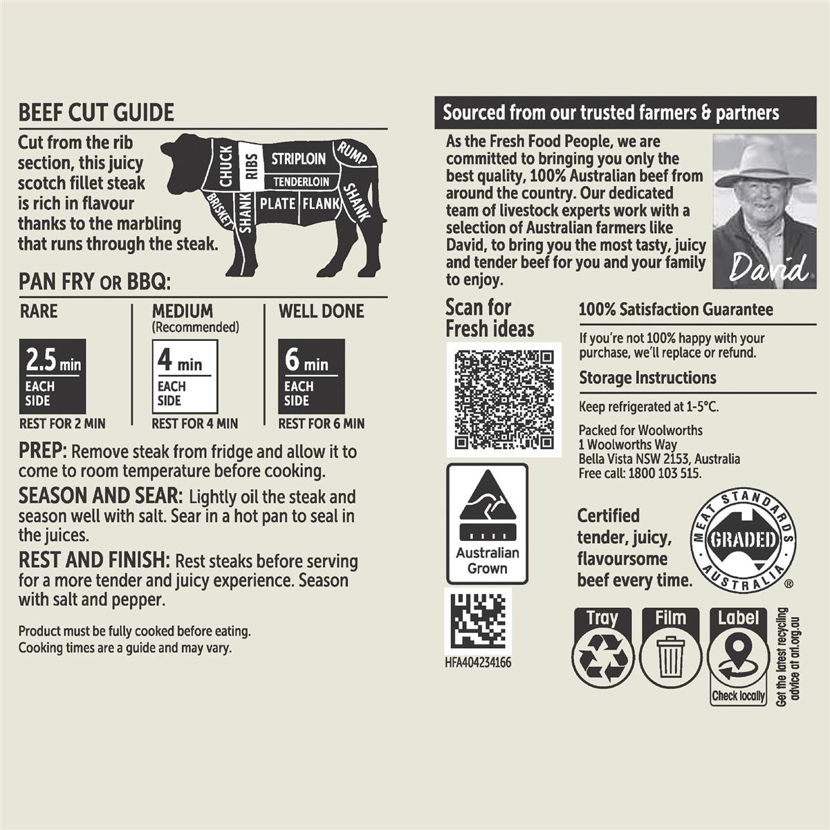 Woolworths Beef Scotch Fillet Steak Medium 280g 800g Woolworths