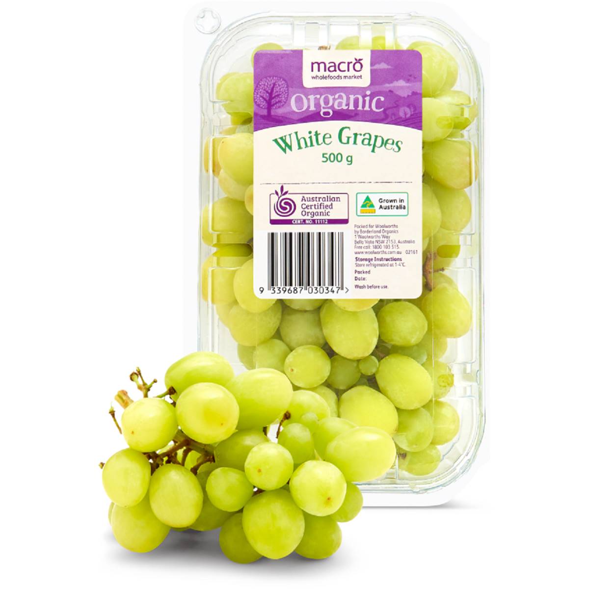Macro White Organic Grapes