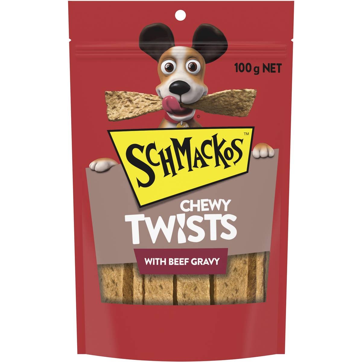 Schmackos Chewy Twists With Beef Gravy Dog Treats 100g Woolworths