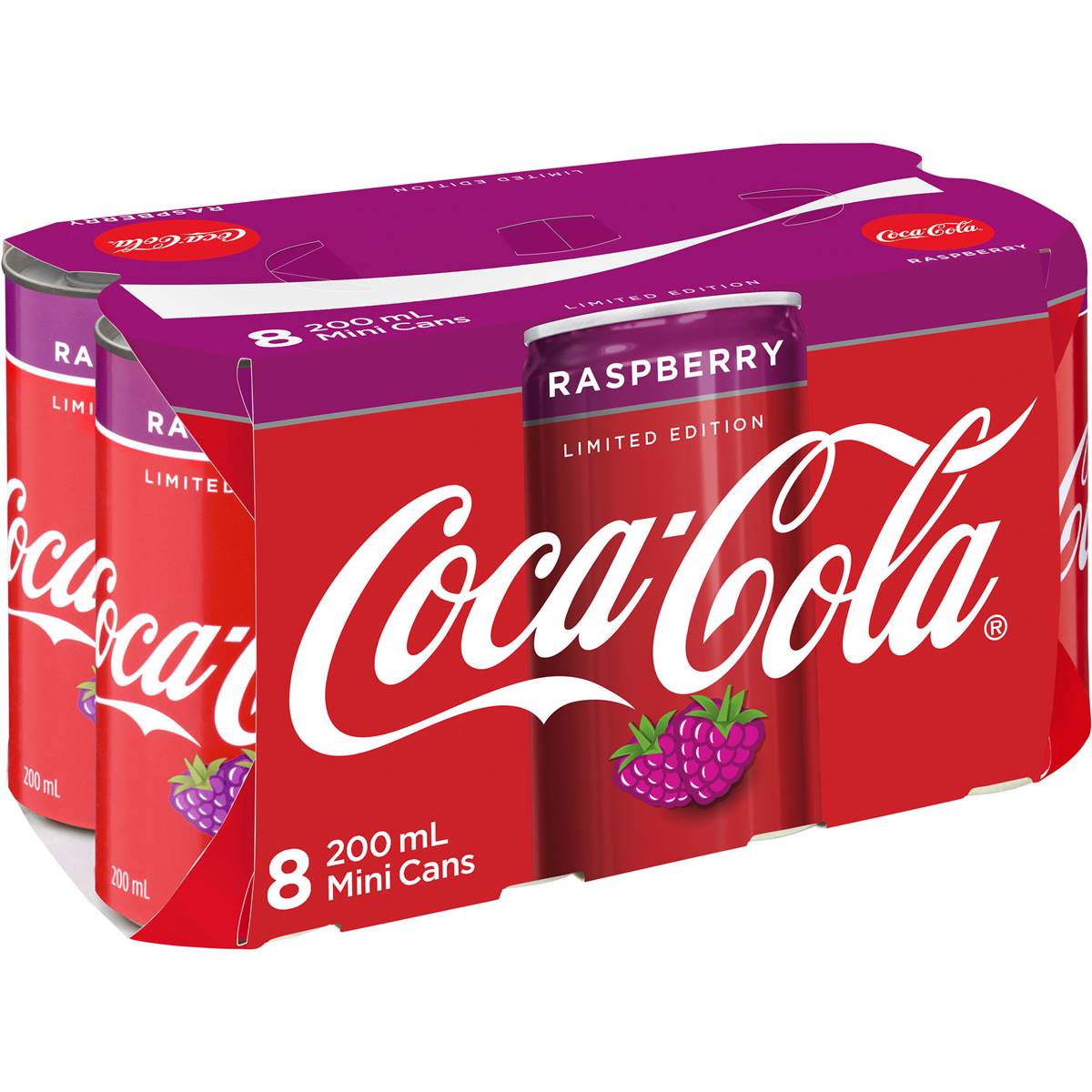 Coca-cola Raspberry Mini Cans 8x200ml Pack | Woolworths