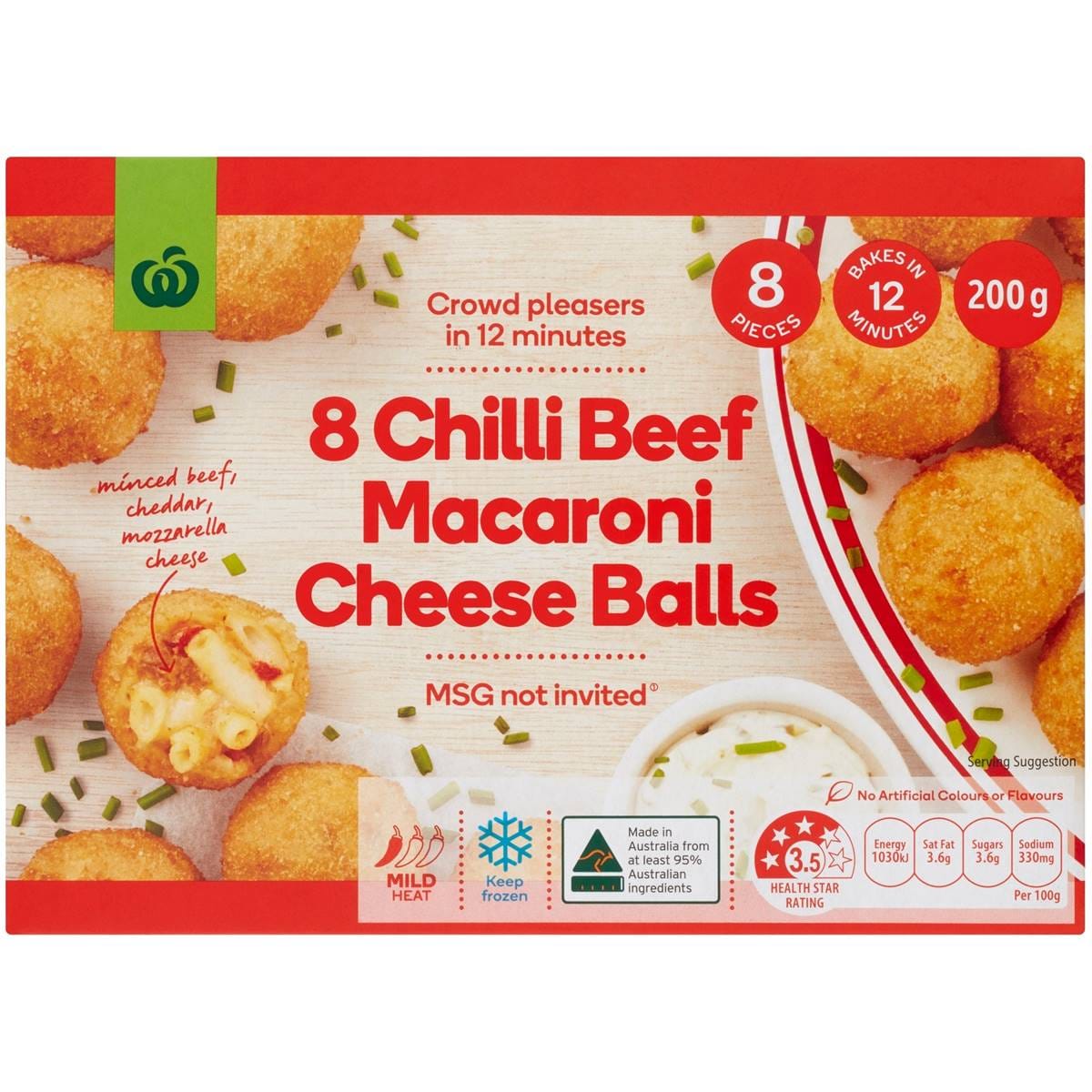 Woolworths Chilli Beef Macaroni Cheese Balls 200g Woolworths