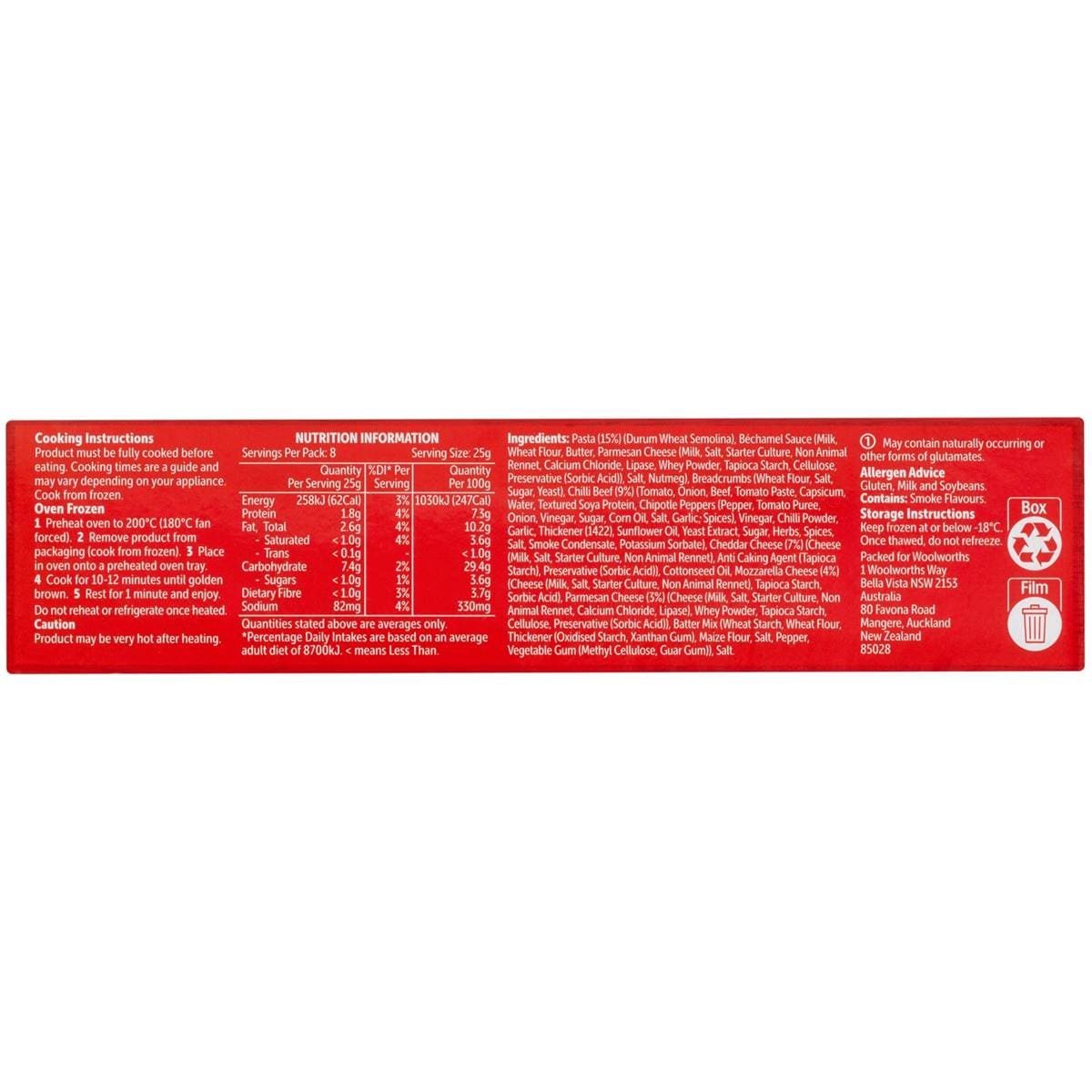 Woolworths Chilli Beef Macaroni Cheese Balls 200g Woolworths