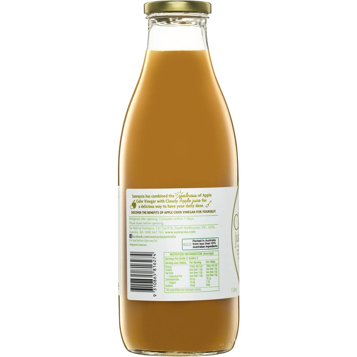 Sunraysia Apple Cider Vinegar Juice 1l Woolworths