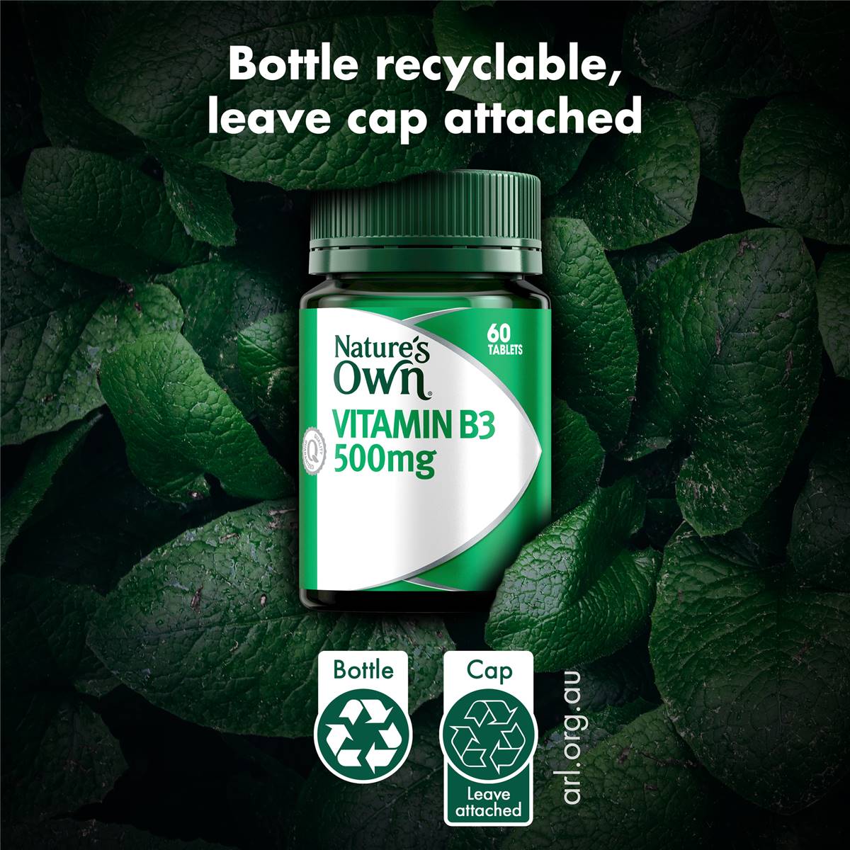 Nature's Own Vitamin B3 500mg Vitamin B Tablets For Energy 60 Pack