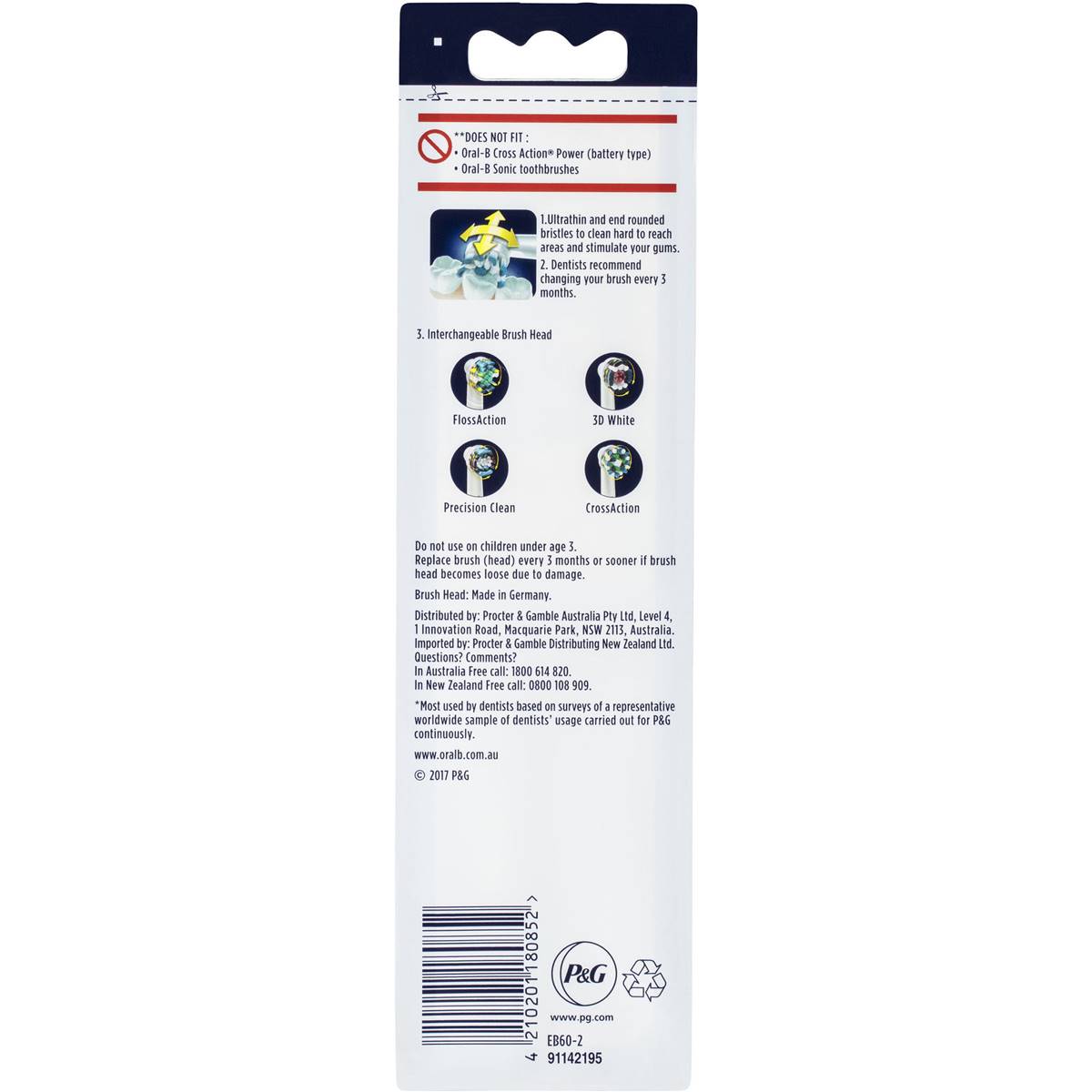 Oralb Electric Toothbrush Gum Brush Refills 2 Pack Woolworths