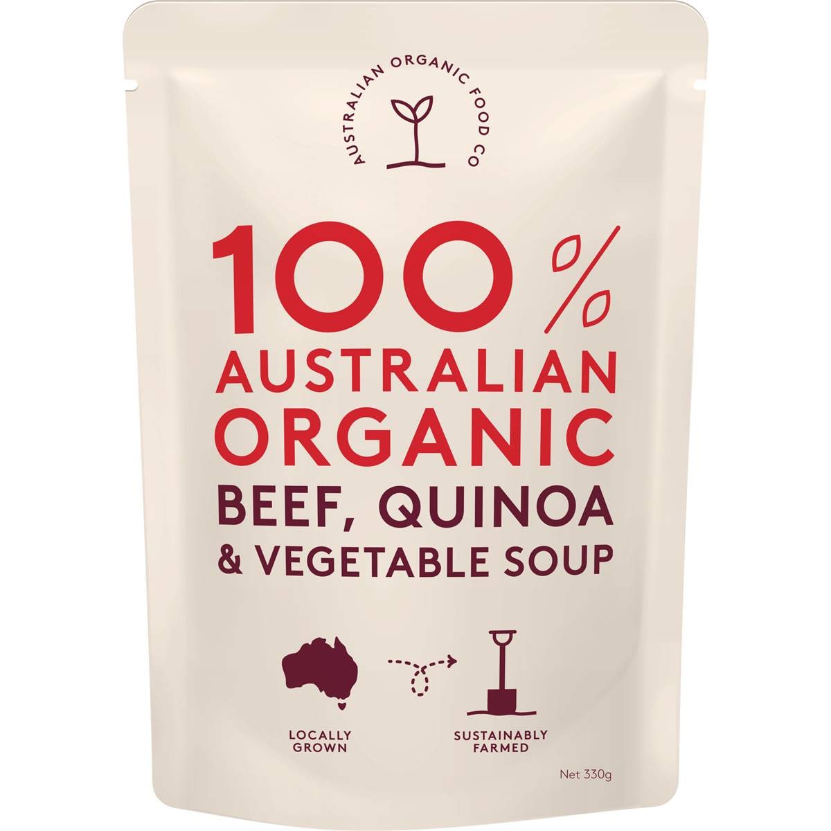 Australian Organic Food Co Beef Quinoa & Vegetable Soup 330g Woolworths