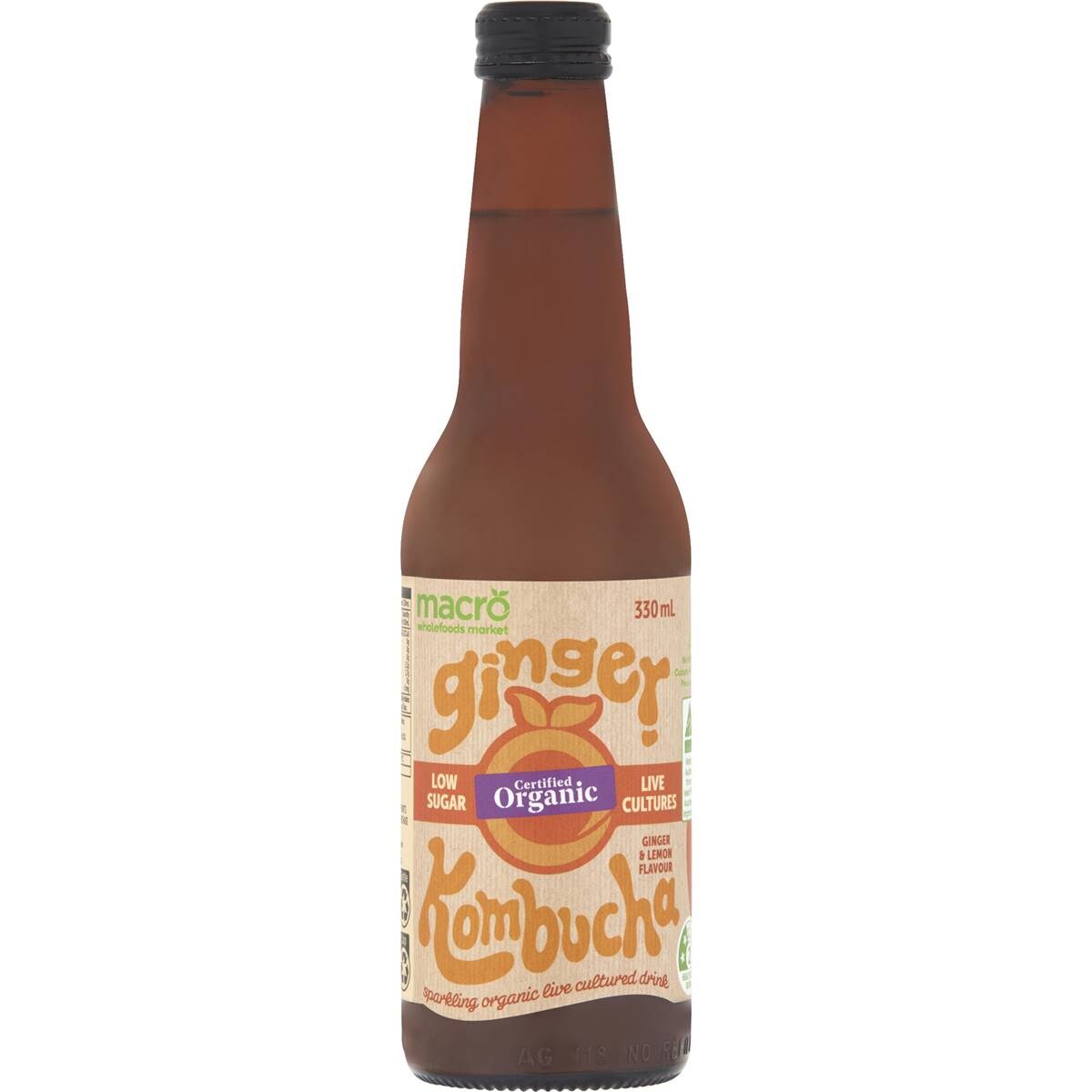 Macro Organic Glowing Ginger Kombucha Drink 330ml Woolworths