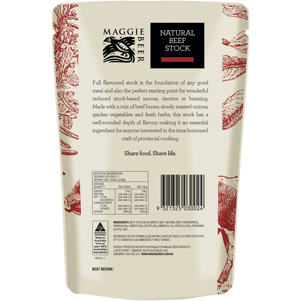 Maggie Beer Natural Beef Stock 500ml Woolworths