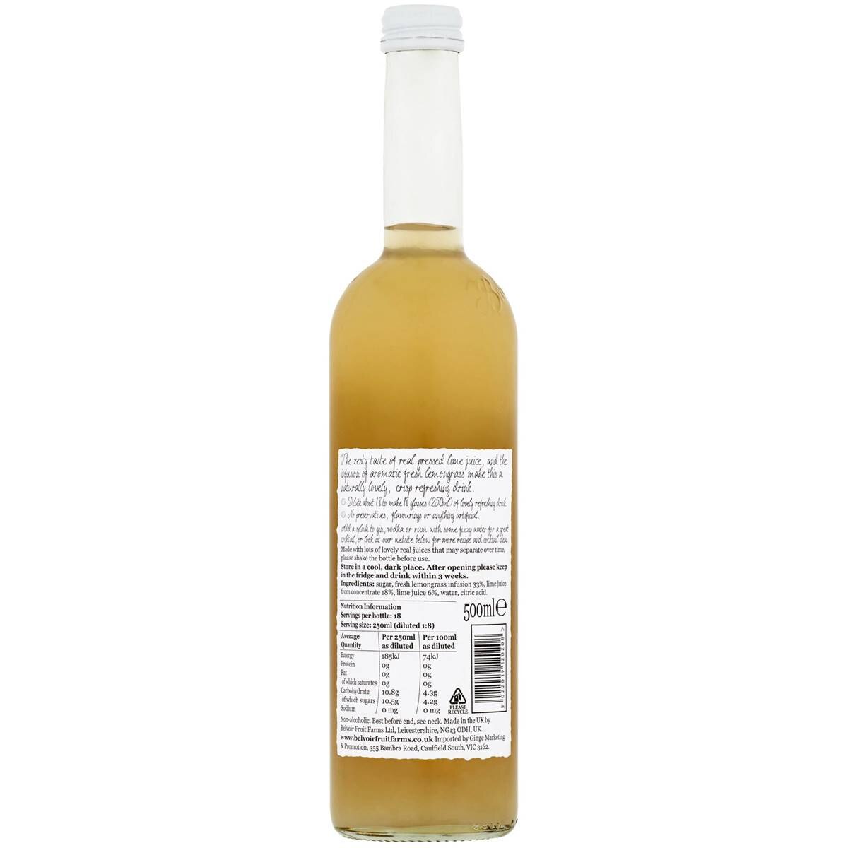 Belvoir Fruit Farms Lime & Lemongrass Cordial 500ml | Woolworths