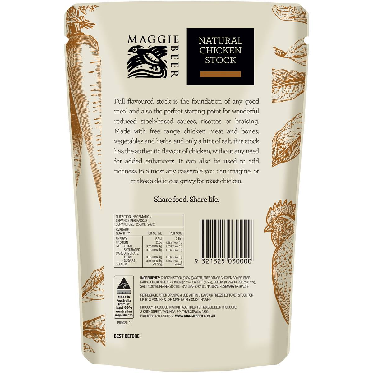 Maggie Beer Natural Chicken Stock 500ml Woolworths