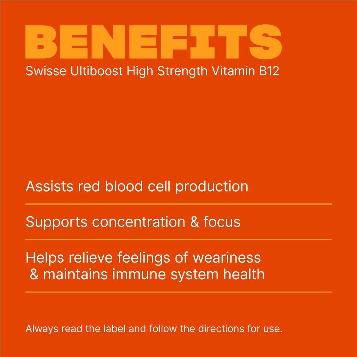 Swisse Ultiboost High Strength Vitamin B12 Tablets 60 Pack Woolworths