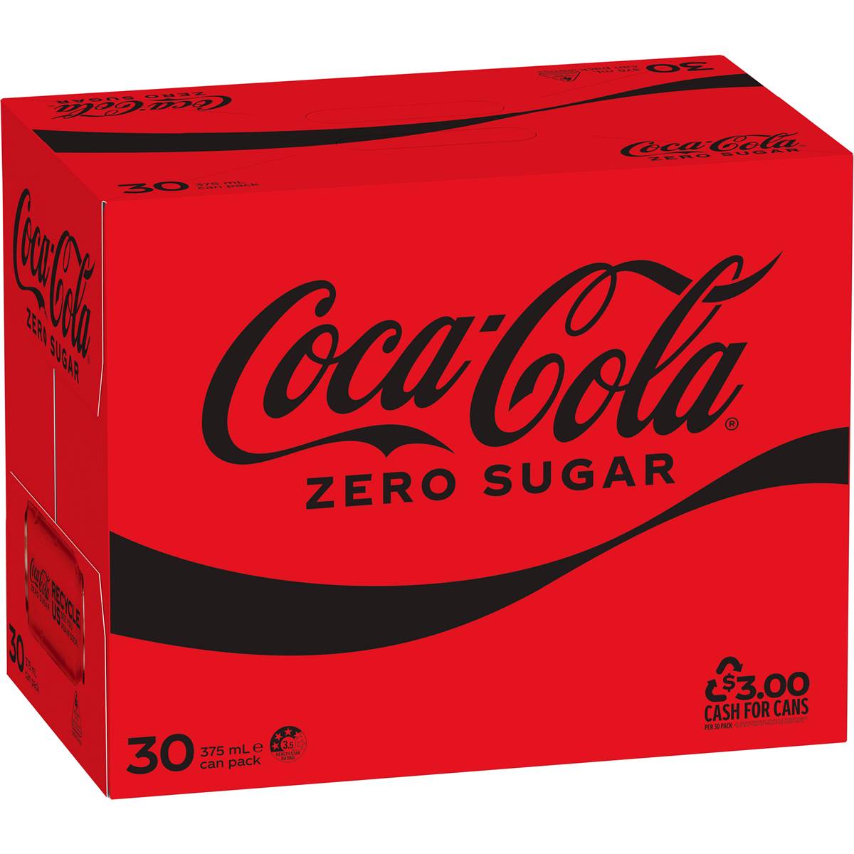 Coca - Cola Zero Sugar Soft Drink Multipack Cans 30 X 375ml | Woolworths