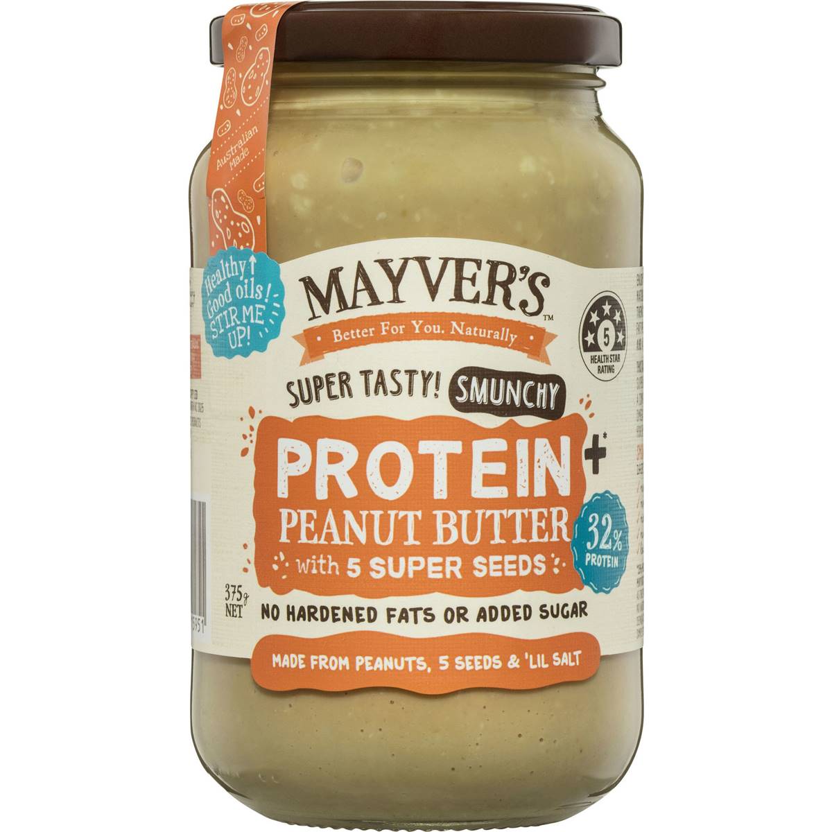 Mayver's Smunchy Protein Plus 5 Seeds Peanut Butter 375g Woolworths