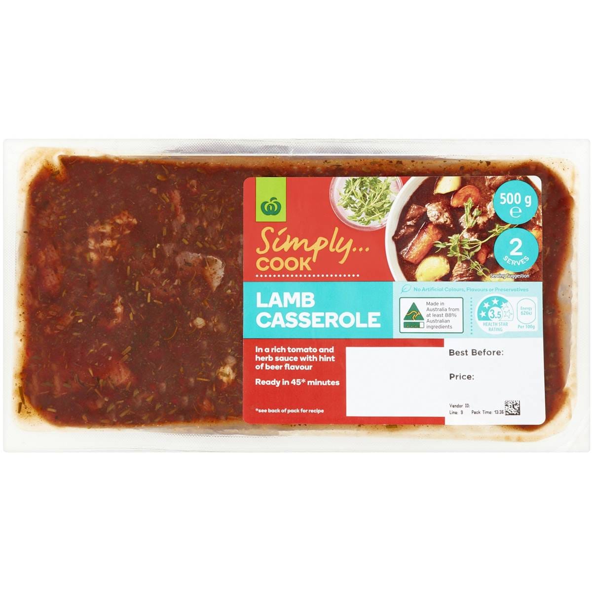 Woolworths Lamb Casserole 500g Woolworths
