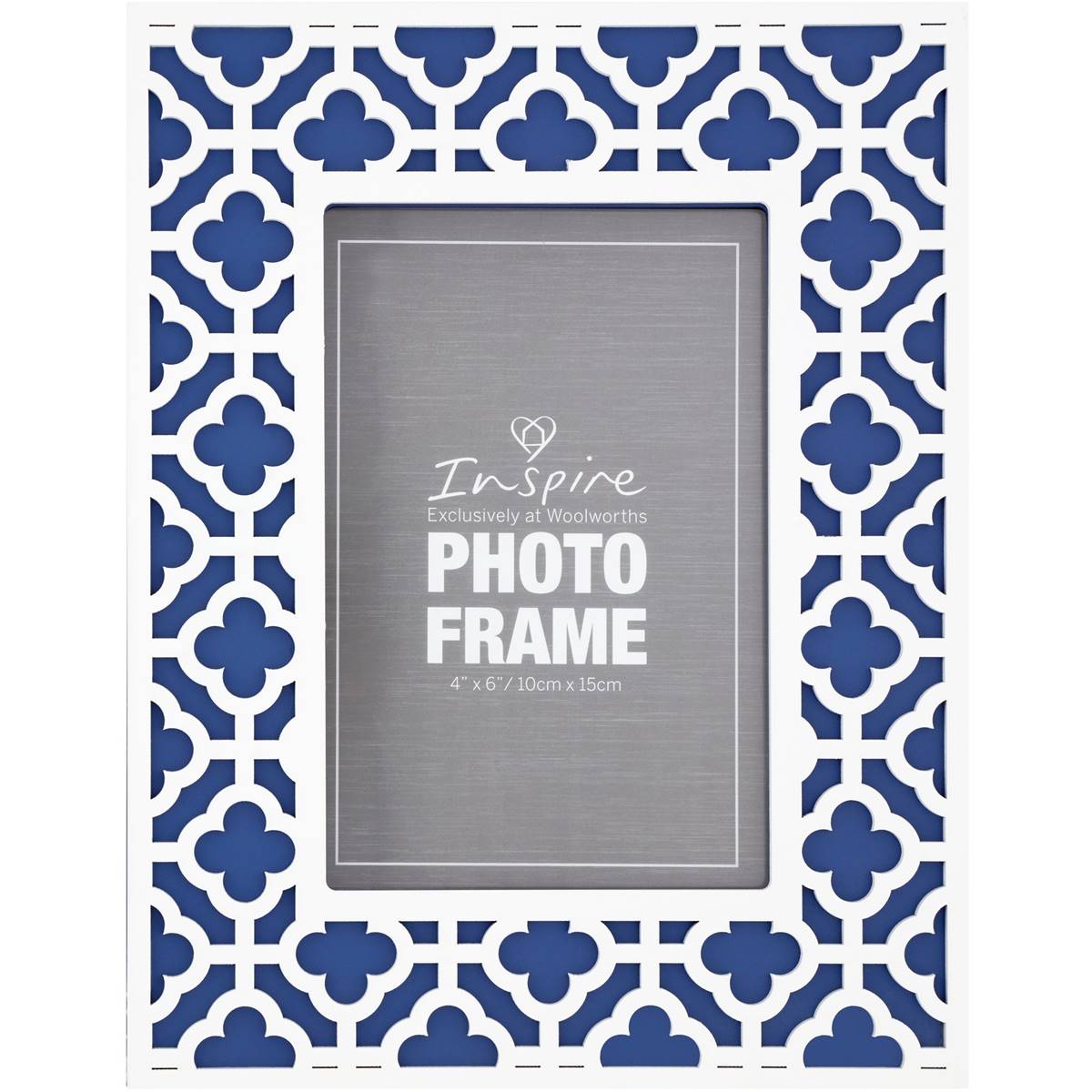 Inspire Photo Frame Blue & White 10cmx15cm Each | Woolworths