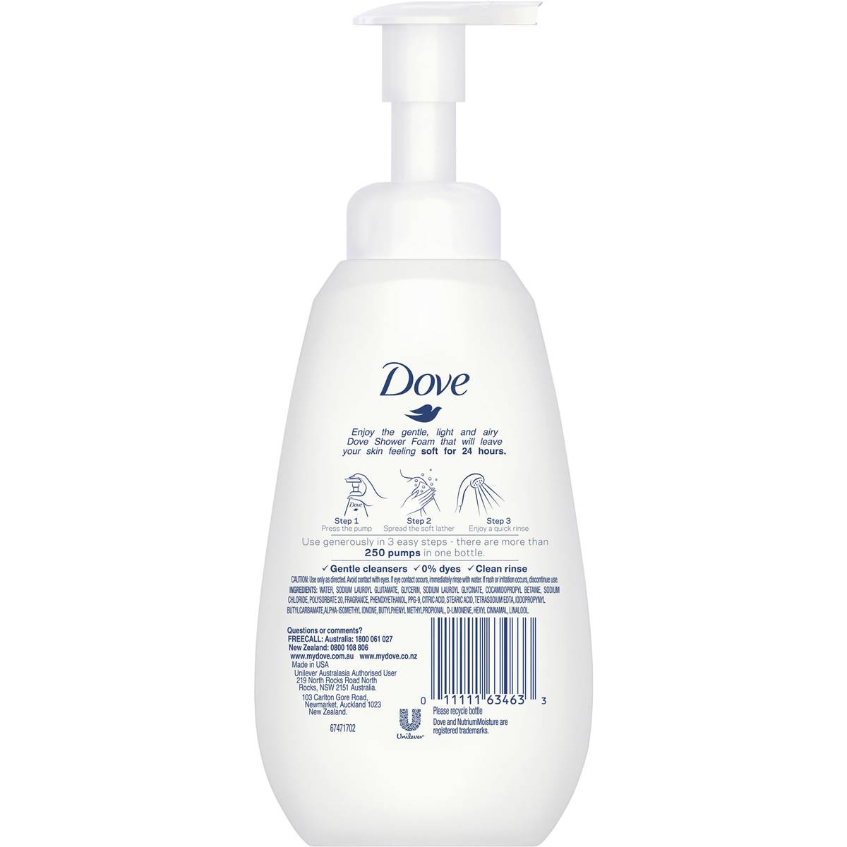 Dove Body Wash Shower Foam Cucumber & Green Tea 400ml Woolworths