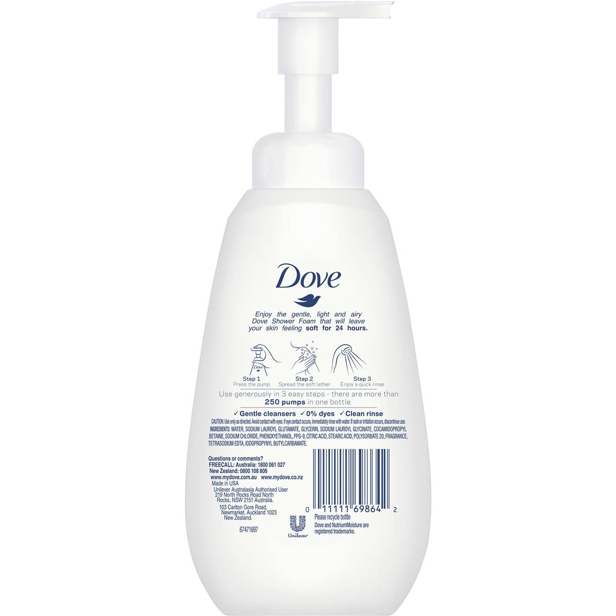 Dove Body Wash Shower Foam Sensitive Skin 400ml Woolworths