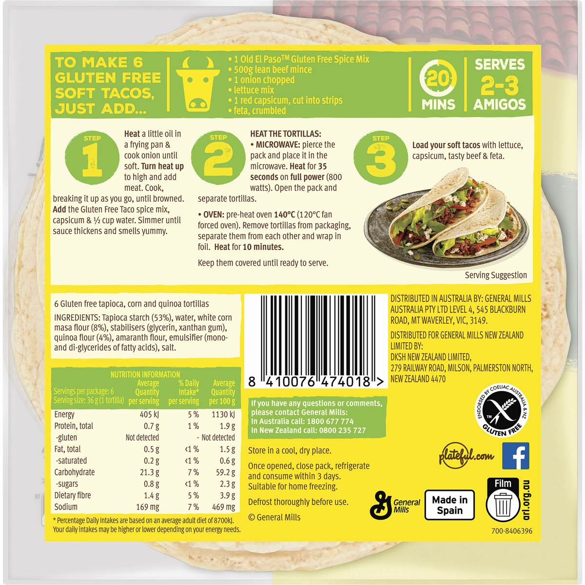 Old El Paso Gluten Free Tortilla Fajitas 216g Woolworths