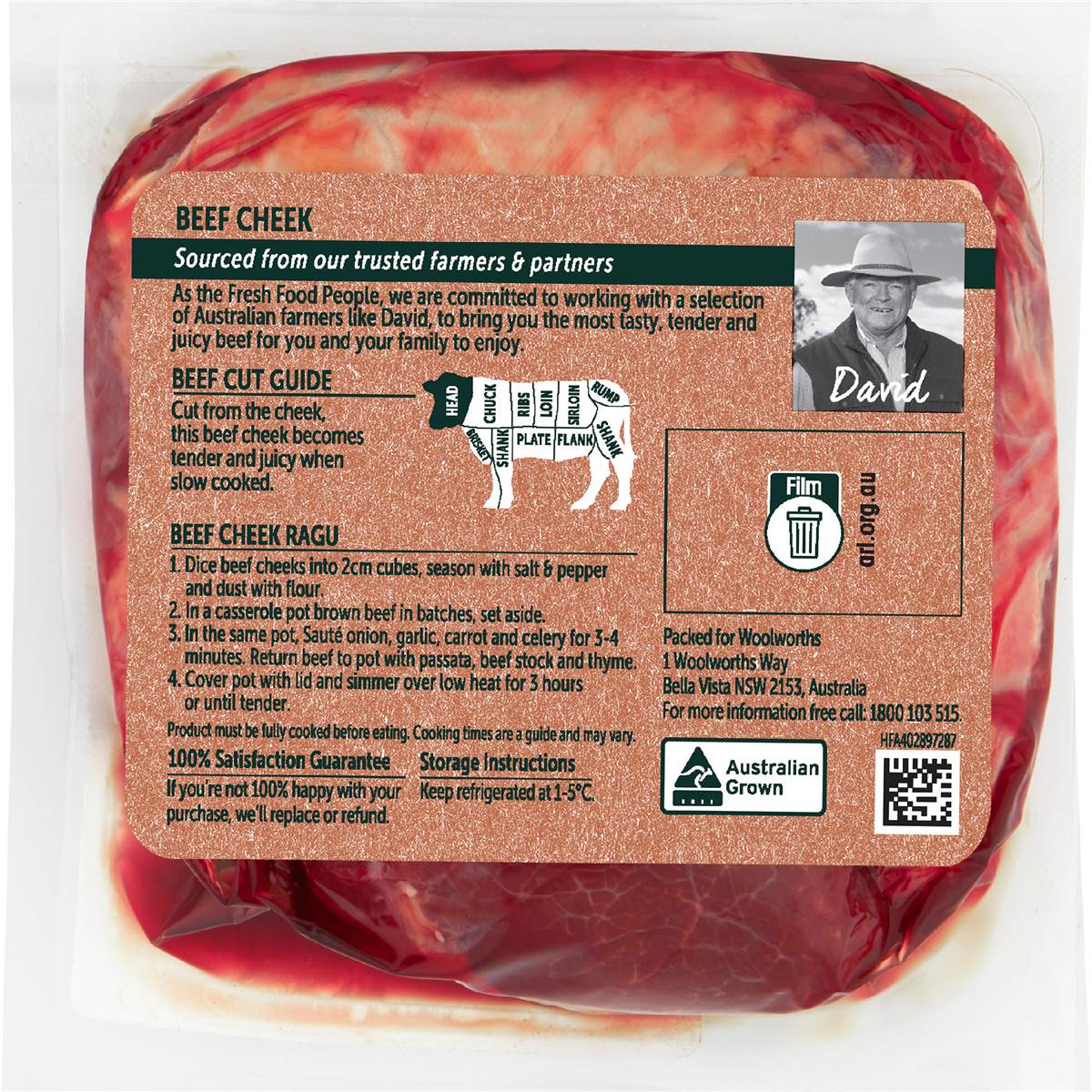 Woolworths Beef Cheek 300g 1kg Woolworths
