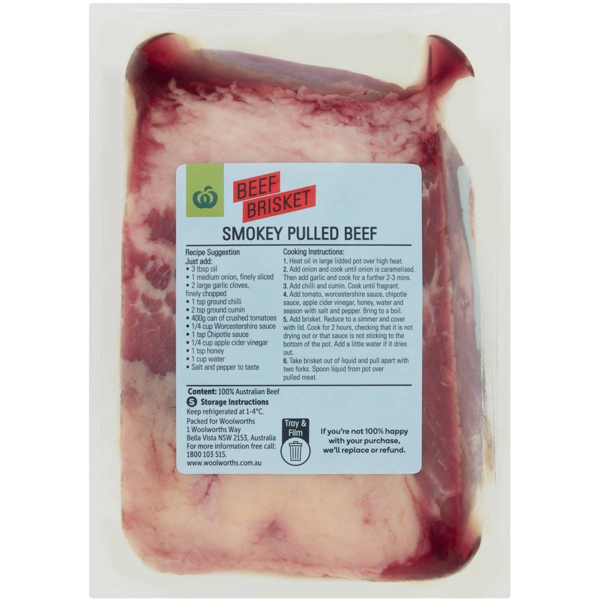 Woolworths The Cooks Cuts Beef Brisket 550g 1.1kg Woolworths