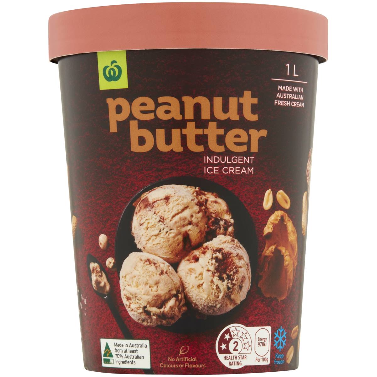 Woolworths Peanut Butter And Salted Chocolate Ice Cream 1l Woolworths 0669