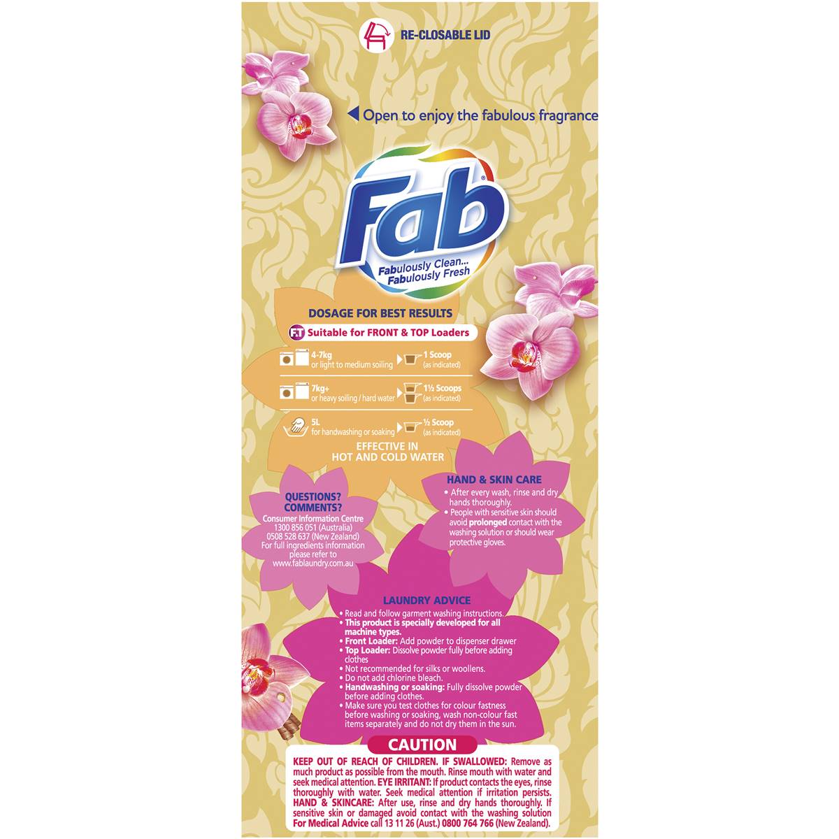 Fab Essential Oils Laundry Detergent Powder Orchid 1.8kg Woolworths