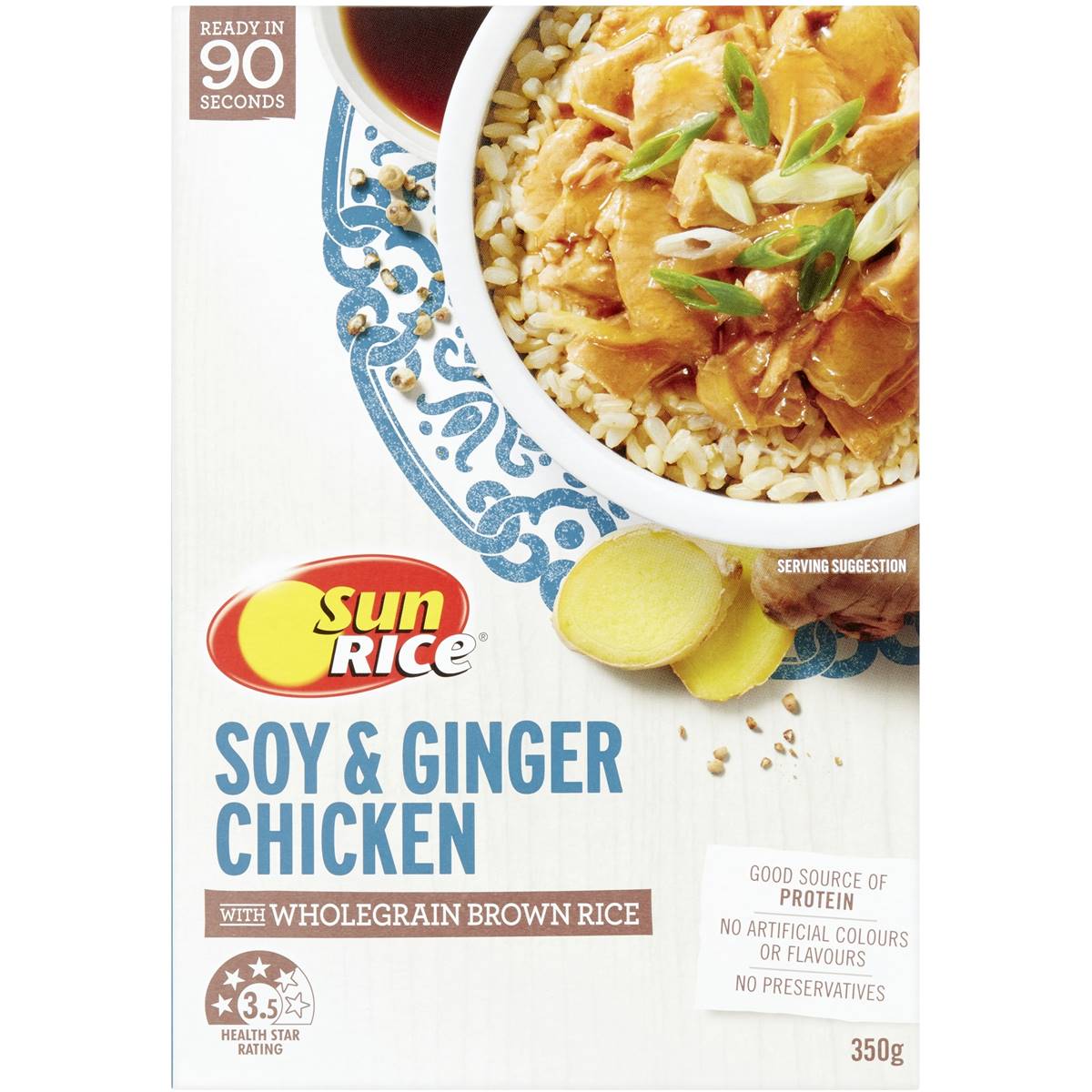 Sunrice Soy And Ginger Chicken With Wholegrain Brown Rice 350g Woolworths