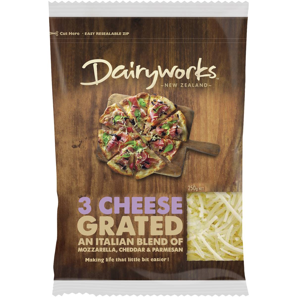 Dairyworks Grated 3 Cheese Mix 250g Woolworths