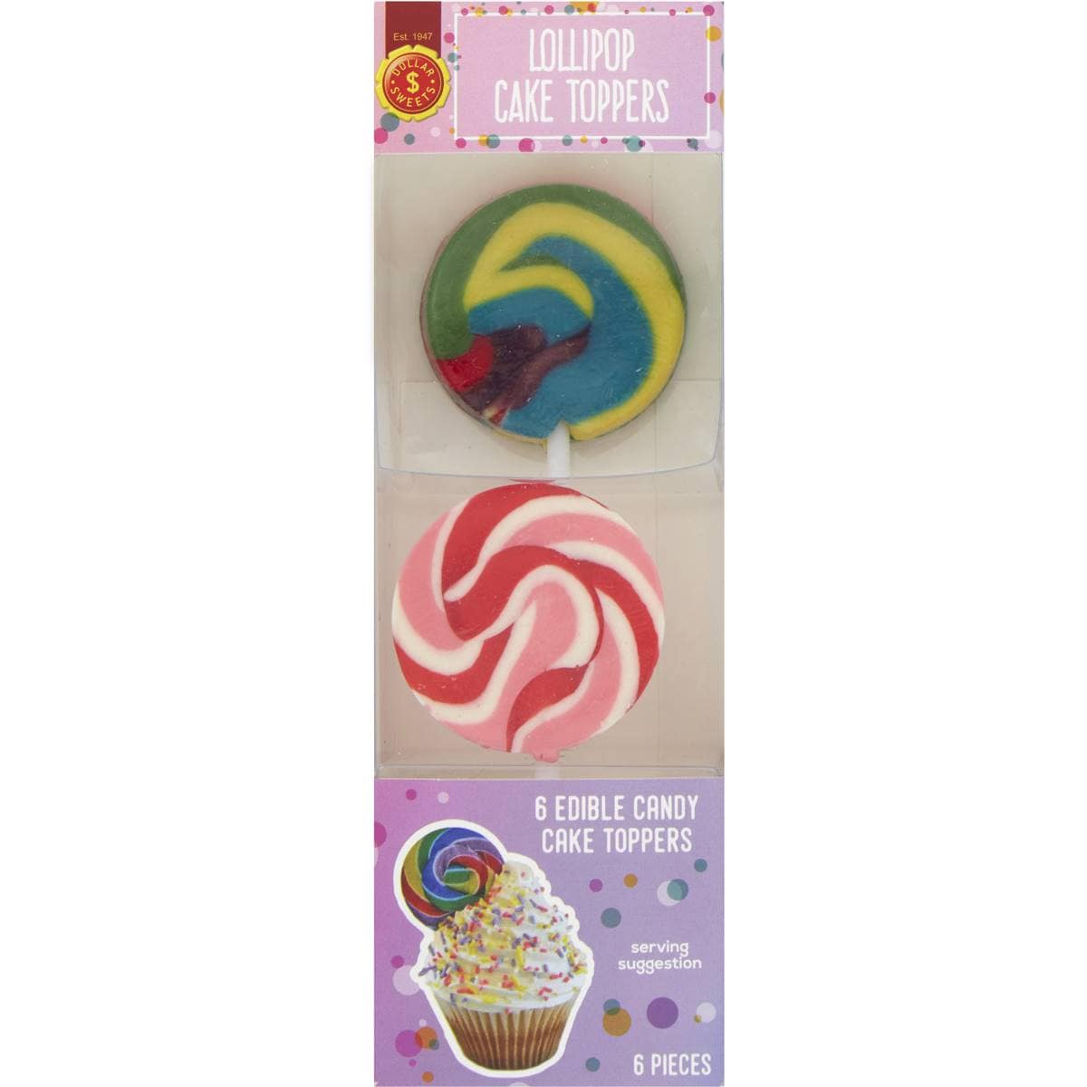 Dollar Sweets Lollipop Cake Toppers 6 Pack Woolworths