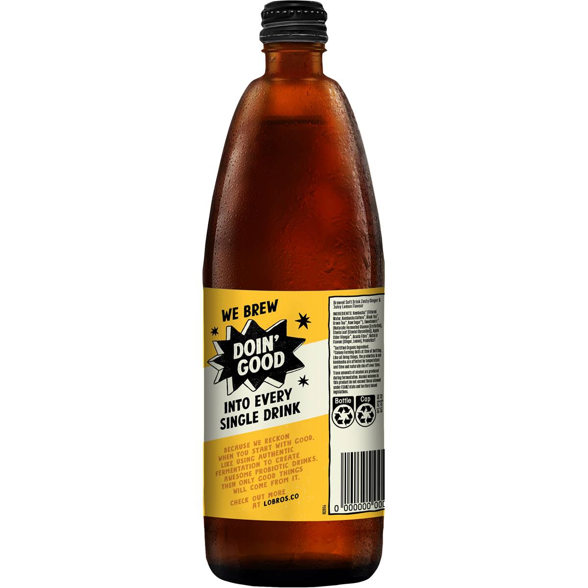 Lo Bros Organic Kombucha Ginger & Lemon 750ml Woolworths