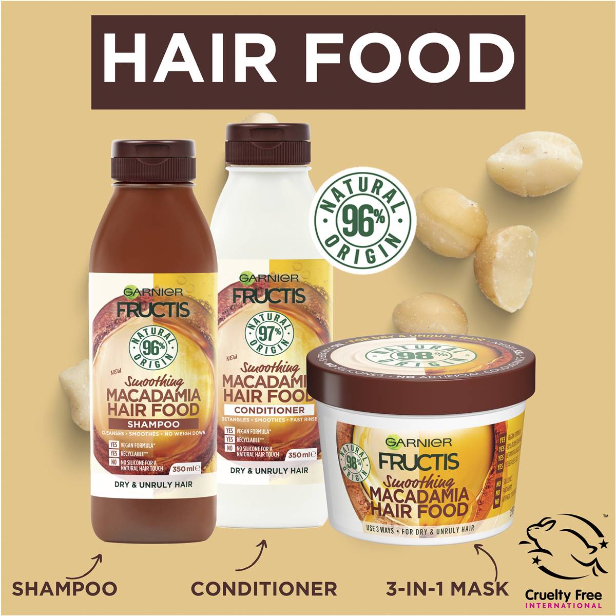 Garnier Fructis Hair Food Smoothing Macadamia 390ml Woolworths