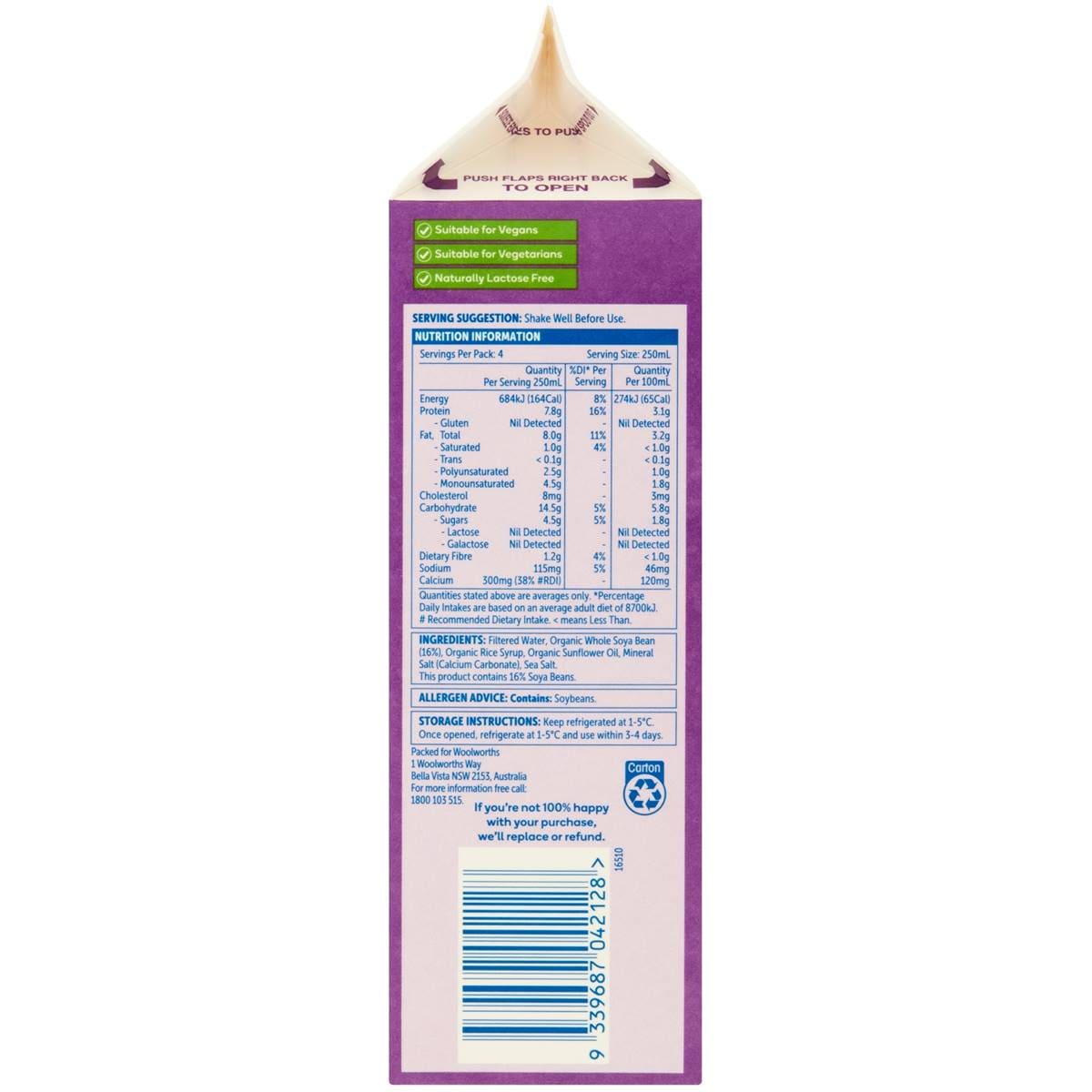 Macro Organic Creamy Soy Milk 1l Woolworths