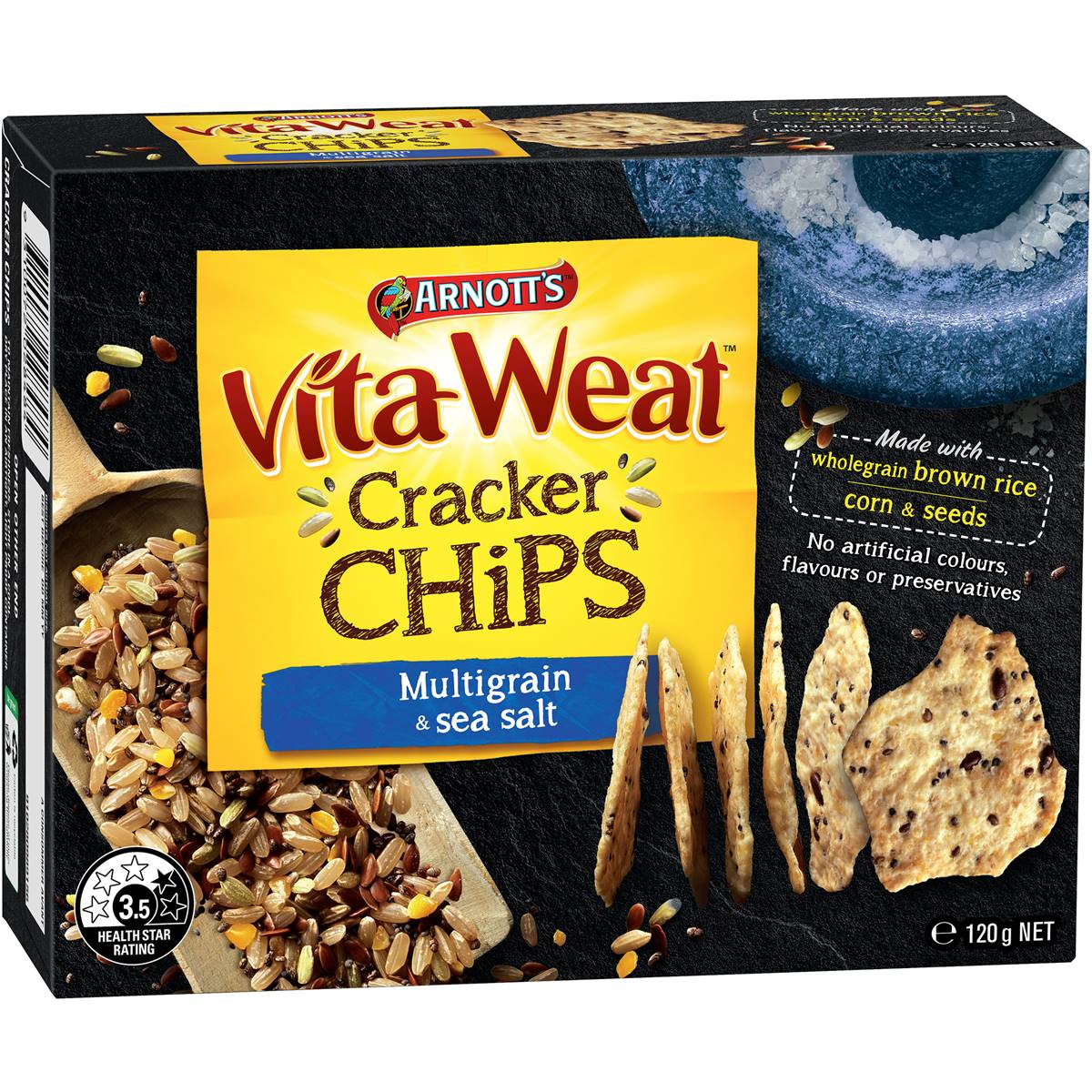 Arnott's Vita Weat Cracker Chips Multigrain & Sea Salt 120g Woolworths