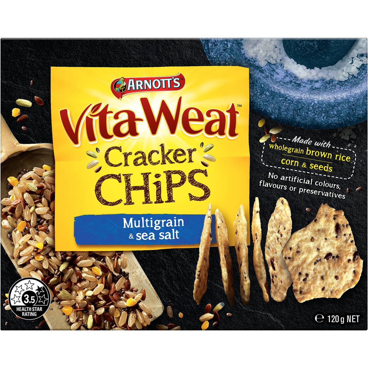 Arnott's Vita Weat Cracker Chips Multigrain & Sea Salt 120g Woolworths