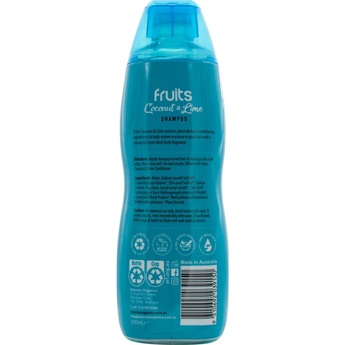 Natures Organics Fruits Shampoo Restore Coconut Lime 500ml Woolworths