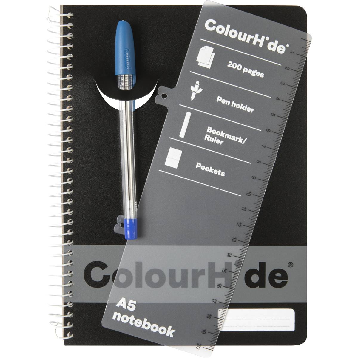 Colourhide Notebook A5 Black 200 Pages 