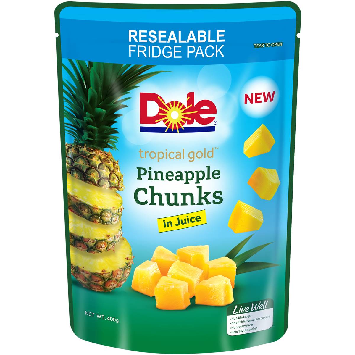 Dole Tropical Gold Pineapple Chunks In Juice 400g Woolworths