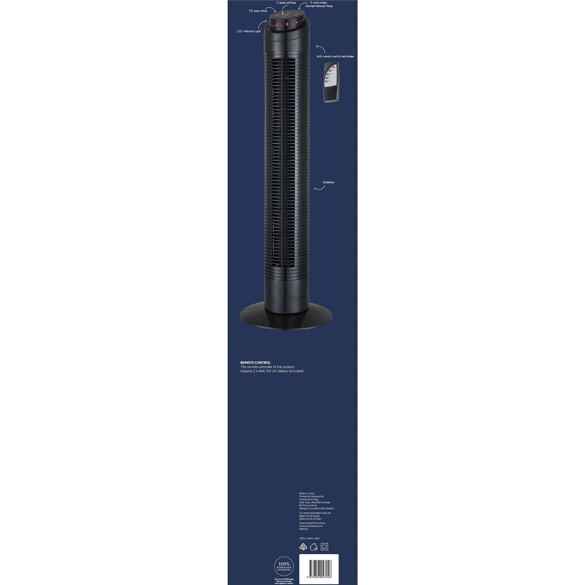 Adesso 90cm Tower Fan With Remote Control Each Woolworths