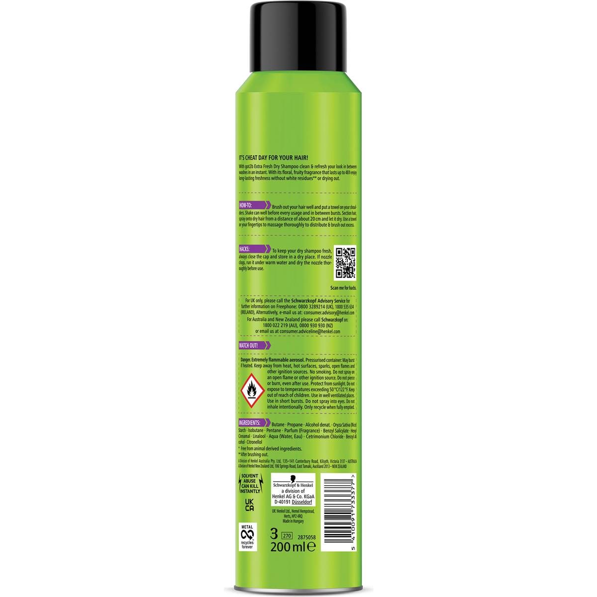 Got2b Fresh It Up Extra Fresh Dry Shampoo 200ml Woolworths