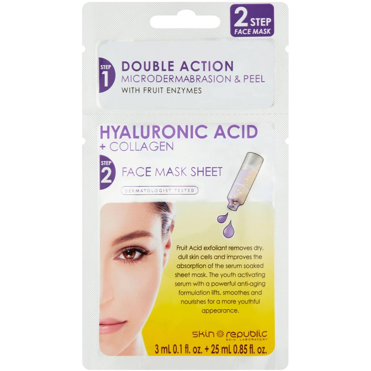 Skin Republic 2 Step Hyaluronic Acid & Collagen Face Mask Each | Woolworths