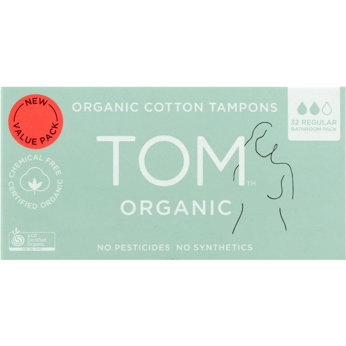 Tom Organic Bulk Tampons Regular 32 Pack | Woolworths