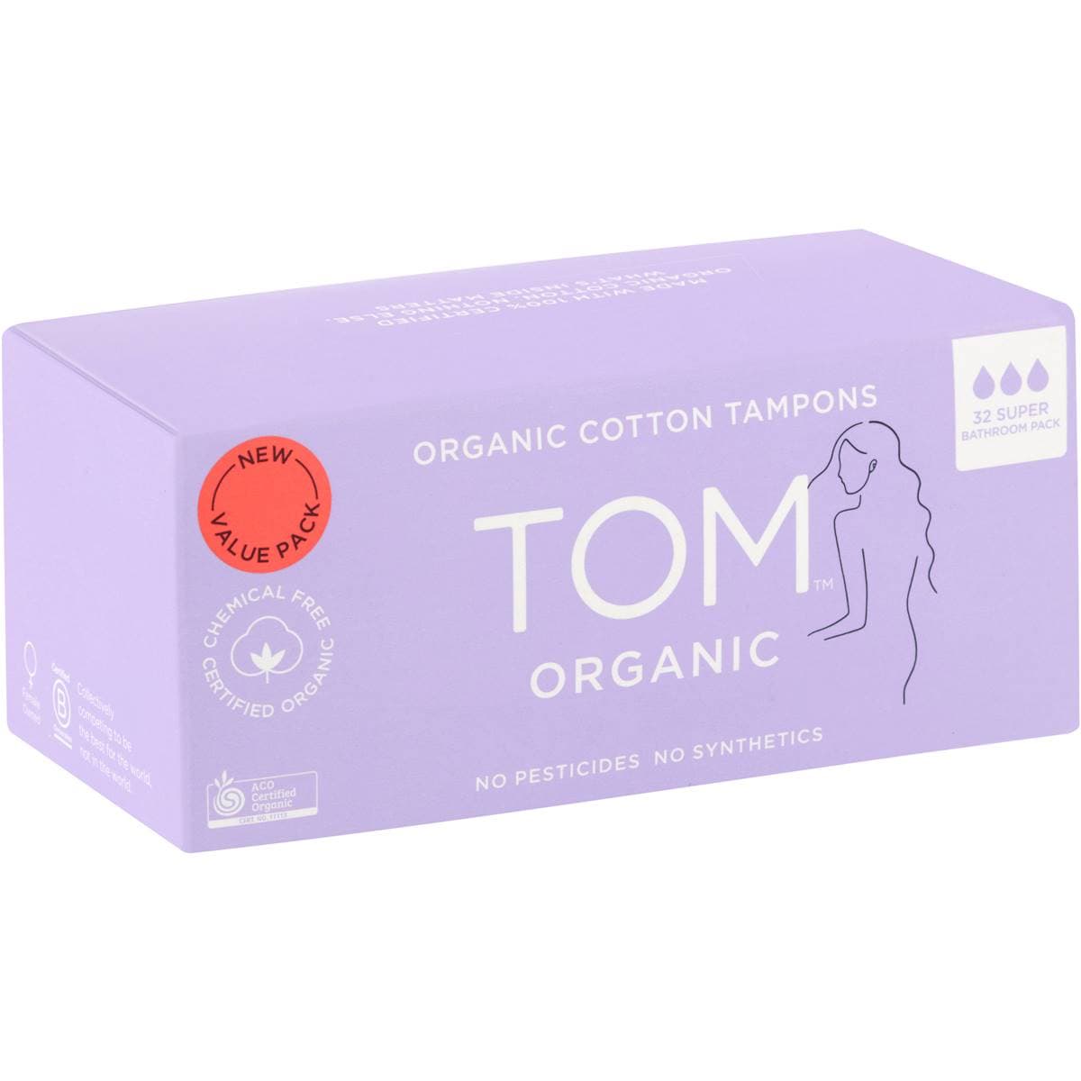 Tom Organic Bulk Tampons Super 32 Pack Woolworths