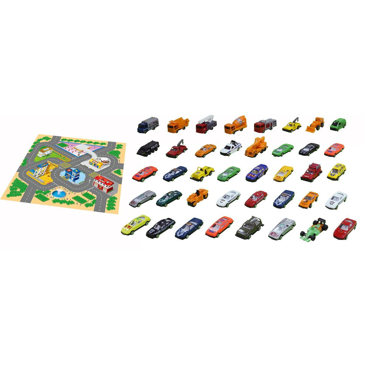 Express Wheels Jumbo Pack Of Action Cars With Mat 40 Pack Woolworths