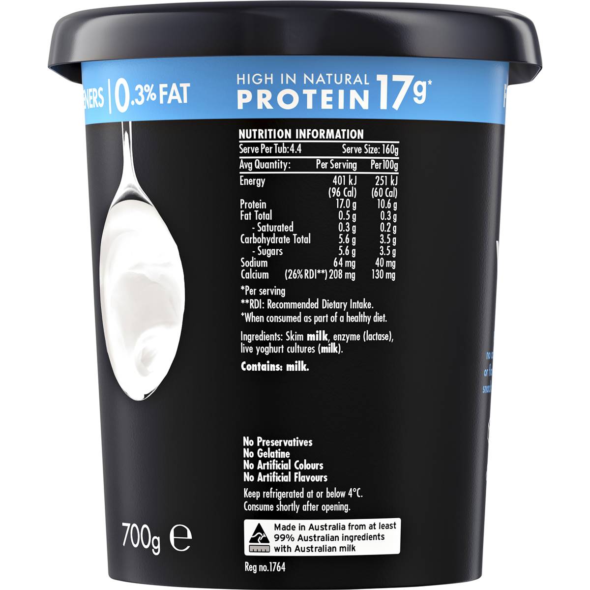 Yopro Danone High Protein Yoghurt No Added Sugar Plain 700g Woolworths