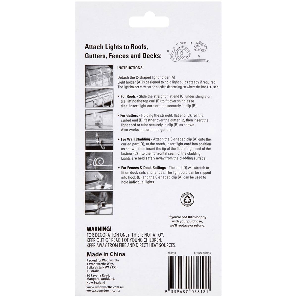 Christmas All Purpose Light Clips 16 Pack Woolworths