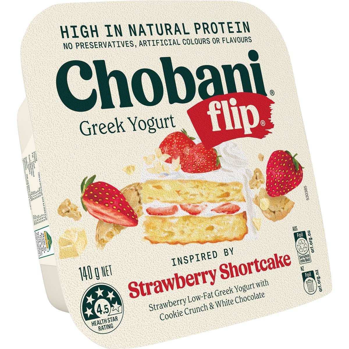 Chobani Flip Greek Yogurt Strawberry Shortcake 140g Woolworths