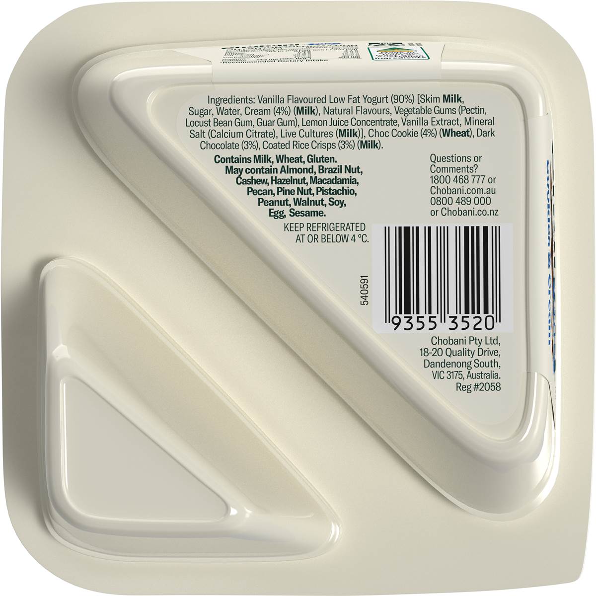 Chobani Flip Greek Yogurt Cookies & Cream Crunch 140g Woolworths