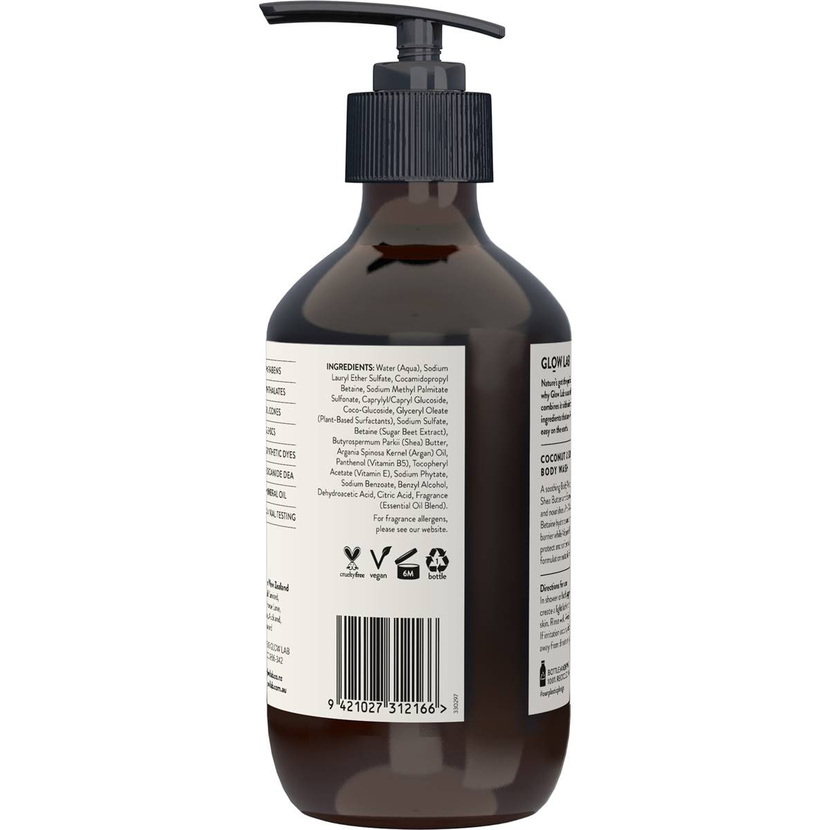 Glow Lab Coconut & Sandalwood Body Wash 400ml Woolworths